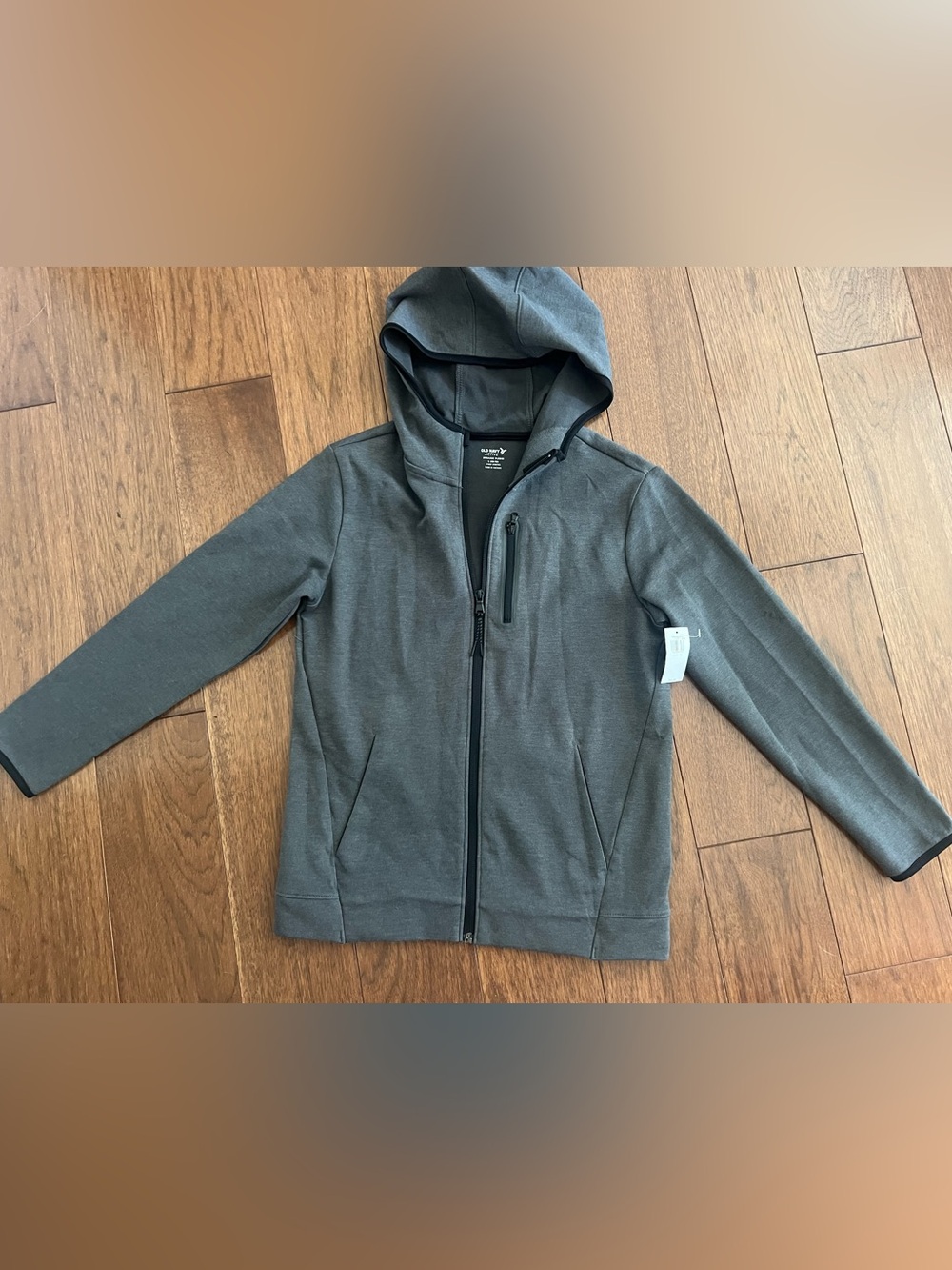 NWT, Gray Hooded Zip-Up Sweatshirt